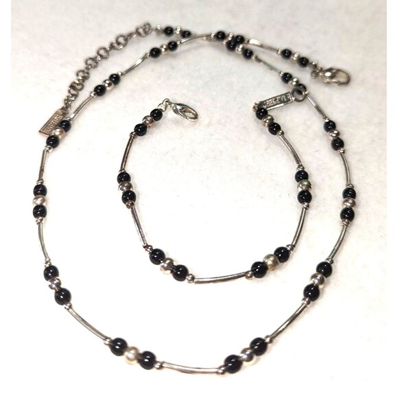 Napier Necklace and Bracelet in Silver and Black - Picture 6 of 9